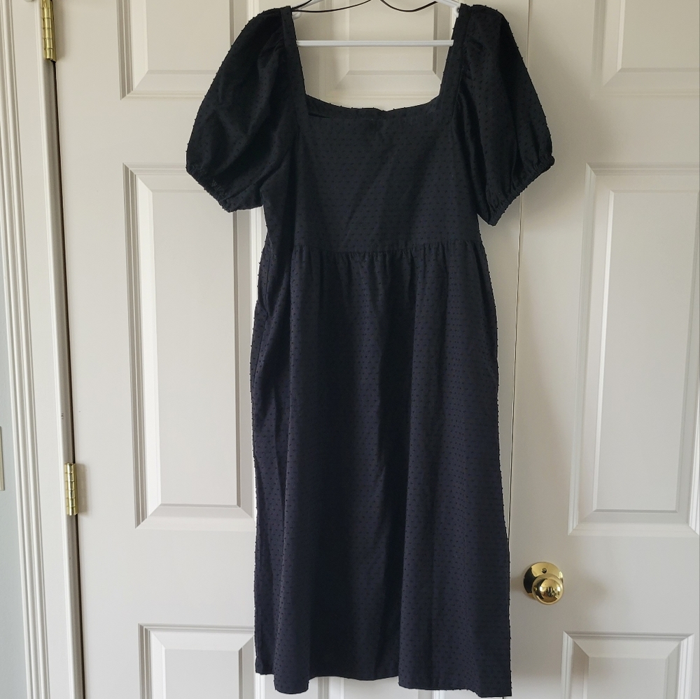 Women's A New Day raised polka dot, black midi dress.
